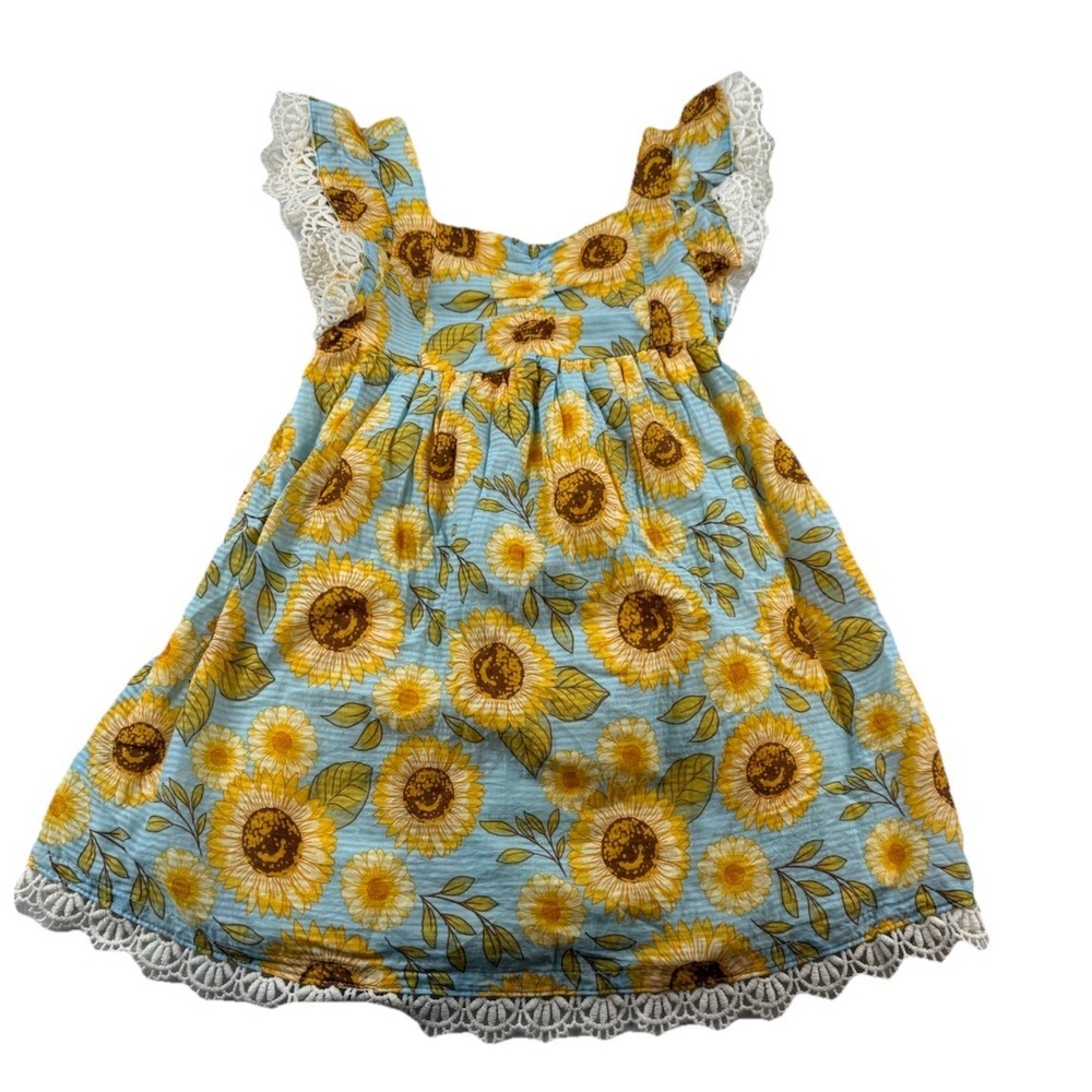 Cynthia Rowley Girls Sunflower Dress With Lace Detail Size 4